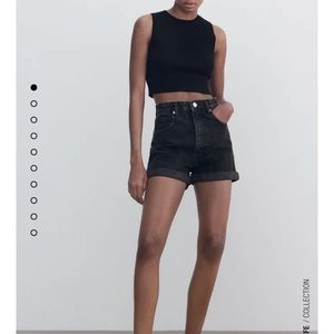 ZARA Black Denim Mom Fit Shorts